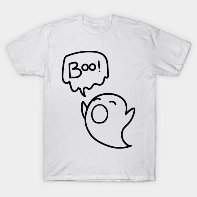 Cute Ghost Minimalist Aesthetic Halloween Design T-Shirt by PANGANDOY